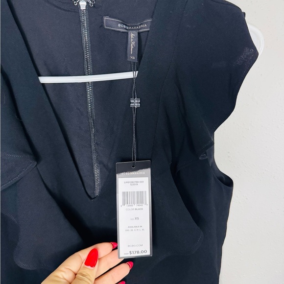 BCBG maxazria black ruffled peplum - Picture 5 of 6